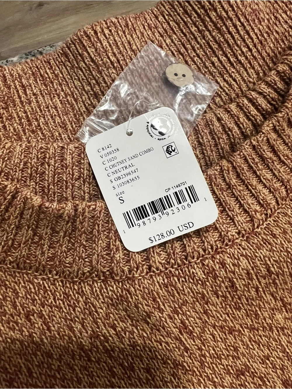 Free People Cozy 100% Cotton 2 Piece suit  Button-Detail Sweater Set in Camel